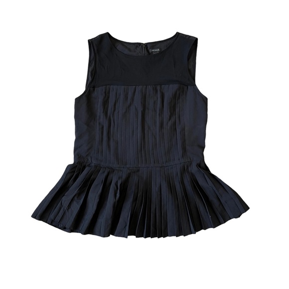 Ann Taylor- Black, Pleated, Round Neck, Peplum Tank Top, Size 8 - Picture 6 of 7